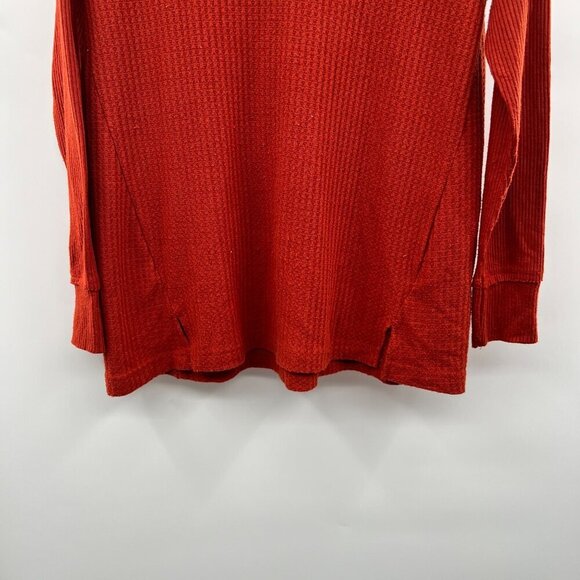 Chelsea & Theodore Waffle Knit Long Sleeve Top Burnt Orange Size Small - Picture 3 of 8